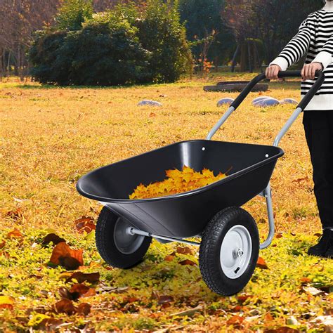 Wheel barrow for sale - The GroundWork Pro Poly Wheelbarrow makes hauling large loads easy. This robust wheelbarrow holds up to 600 lb. and has durable pneumatic tires so you can push heavy material across your lawn with ease. Stable and Easy to Grip. With heavy-duty steel handles that contain super-soft comfort grips, the GroundWork Pro Poly Wheelbarrow offers a more ... 